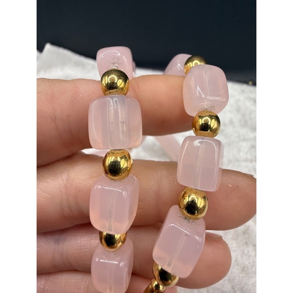 Vintage Trifari Necklace‎ Pink Acrylic Beads Pastel 24" - Picture 2 of 6